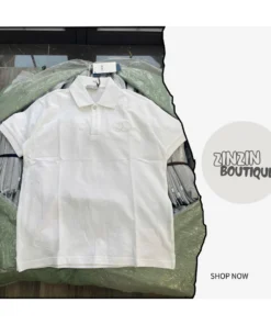 Áo polo nam form rộng màu đen thêu chữ