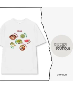Áo thun form rộng in graphic đồ ăn Việt Nam