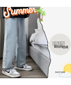 Quần Jean Suông Ống Rộng Unisex Màu Đen Form Baggy Phong Cách Hàn Quốc